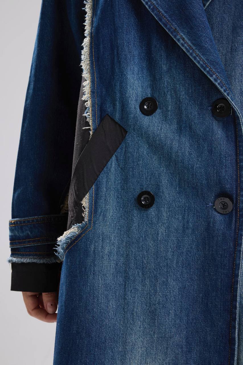 NuNu By TW Siyah Statement Denim Garnili Trench Coat