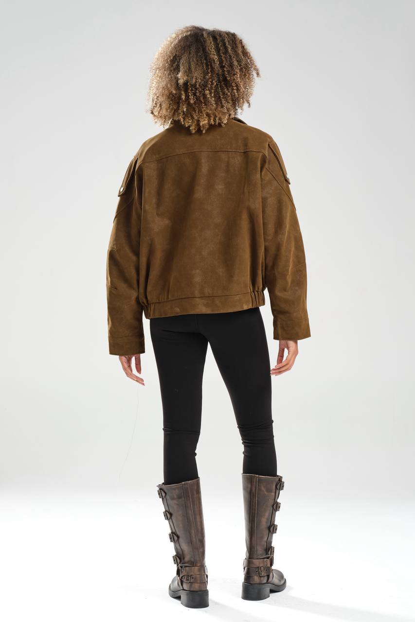 NuNu By TW Taba Kadın Süet Bomber Ceket