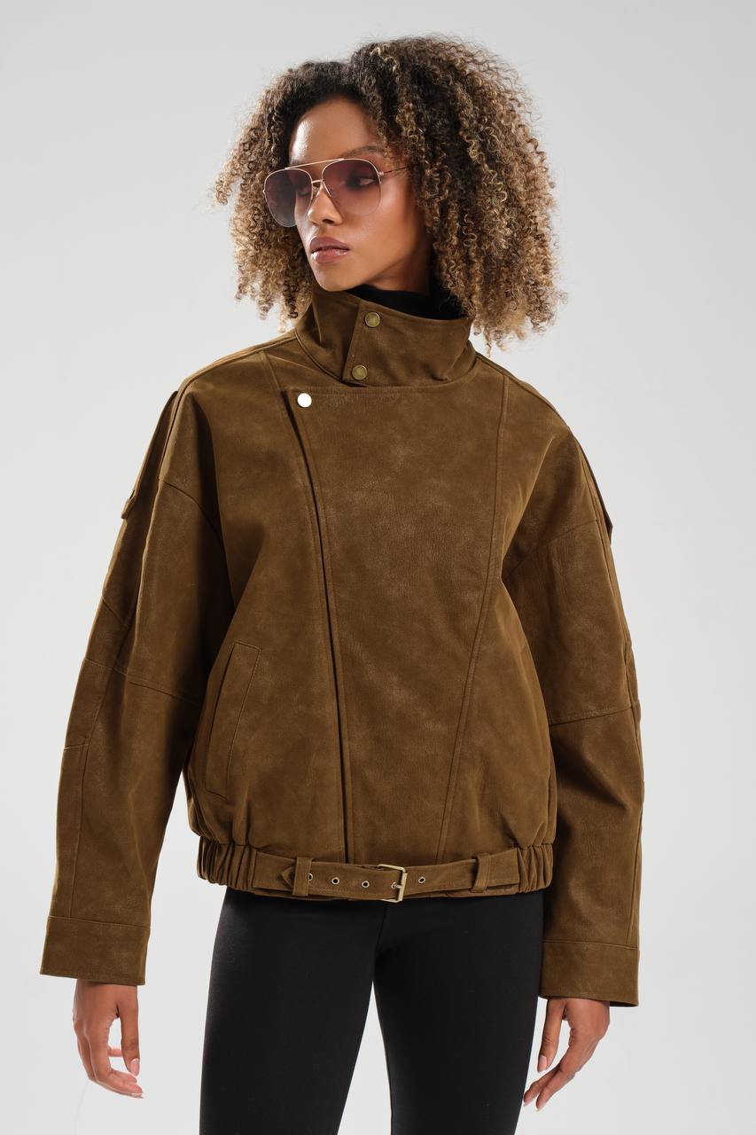 NuNu By TW Taba Kadın Süet Bomber Ceket