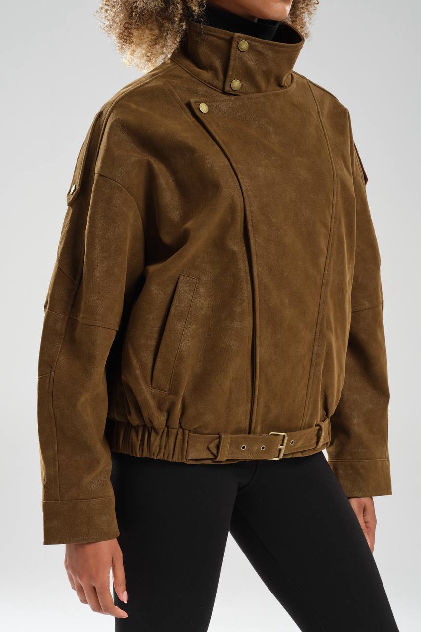 NuNu By TW Taba Kadın Süet Bomber Ceket