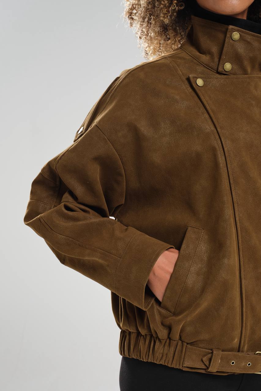 NuNu By TW Taba Kadın Süet Bomber Ceket