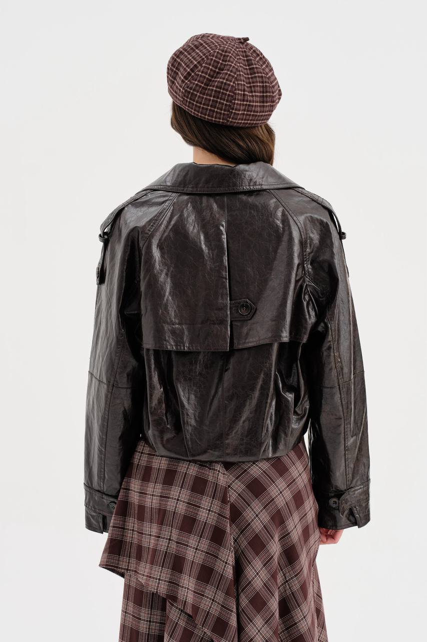 NuNu By TW Vintage Crop Suni Deri Kadın Ceket
