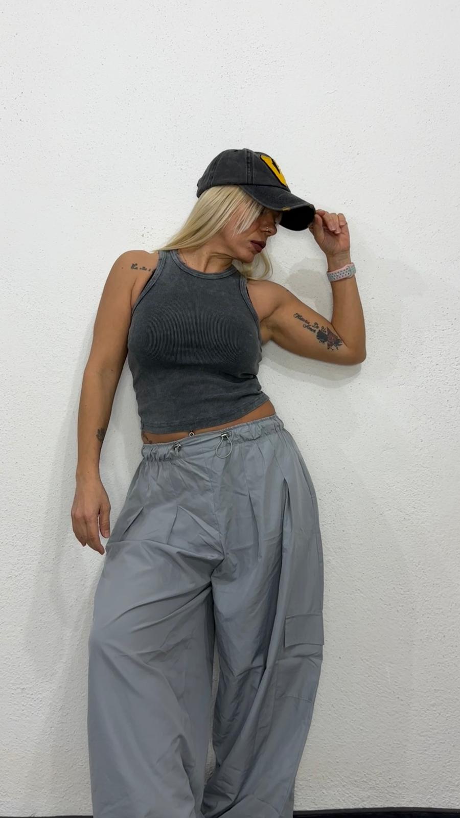 NuNu By Urban Wash Gri Fitilli Crop Atlet Standart