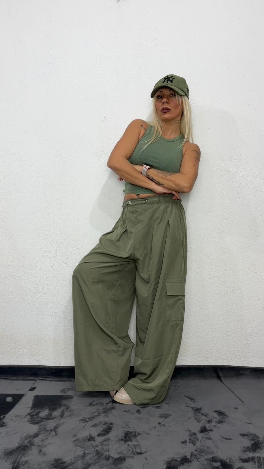 NuNu By Urban Wash Haki Fitilli Crop Atlet Standart