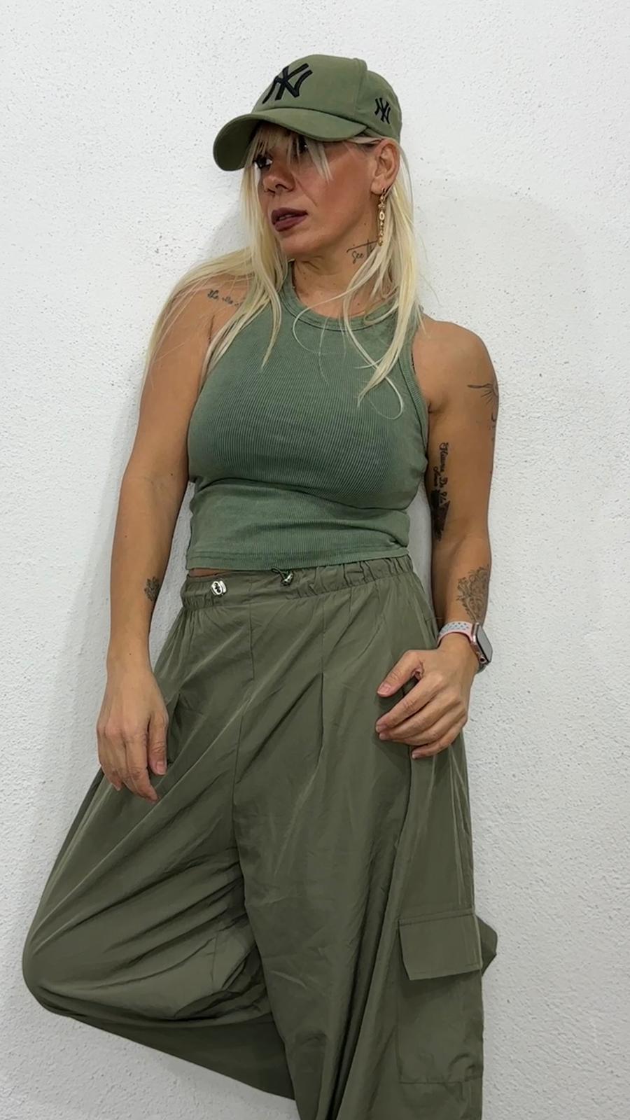 NuNu By Urban Wash Haki Fitilli Crop Atlet