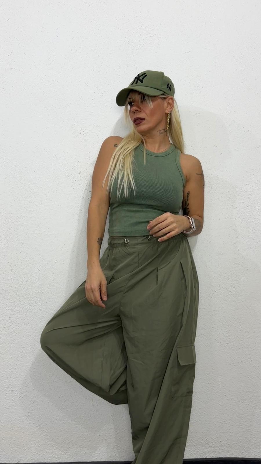 NuNu By Urban Wash Haki Fitilli Crop Atlet