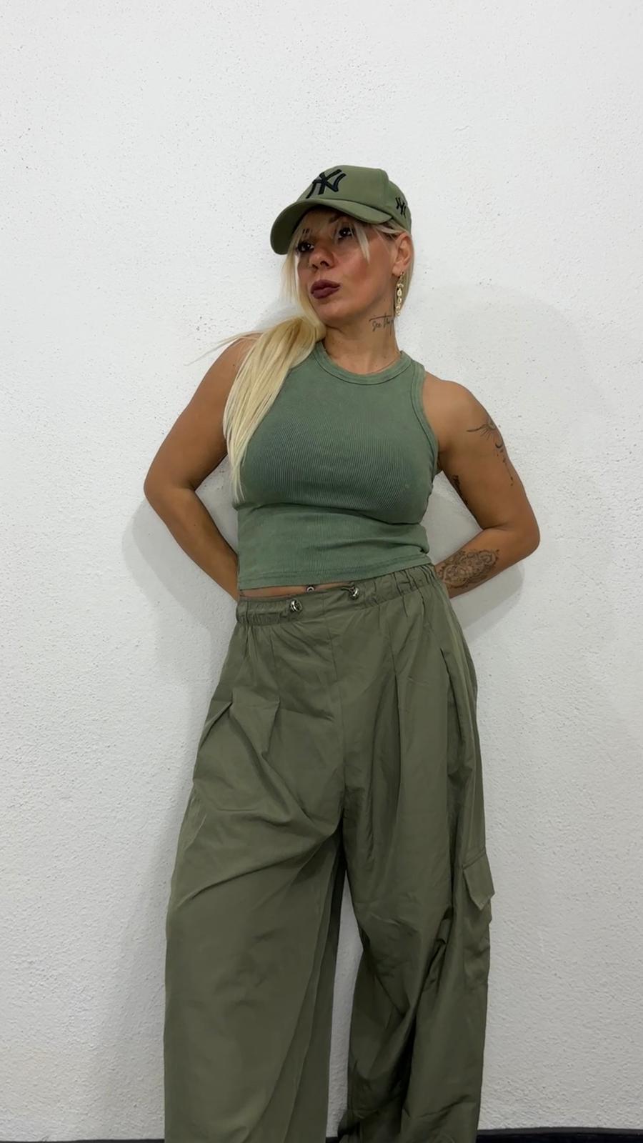 NuNu By Urban Wash Haki Fitilli Crop Atlet