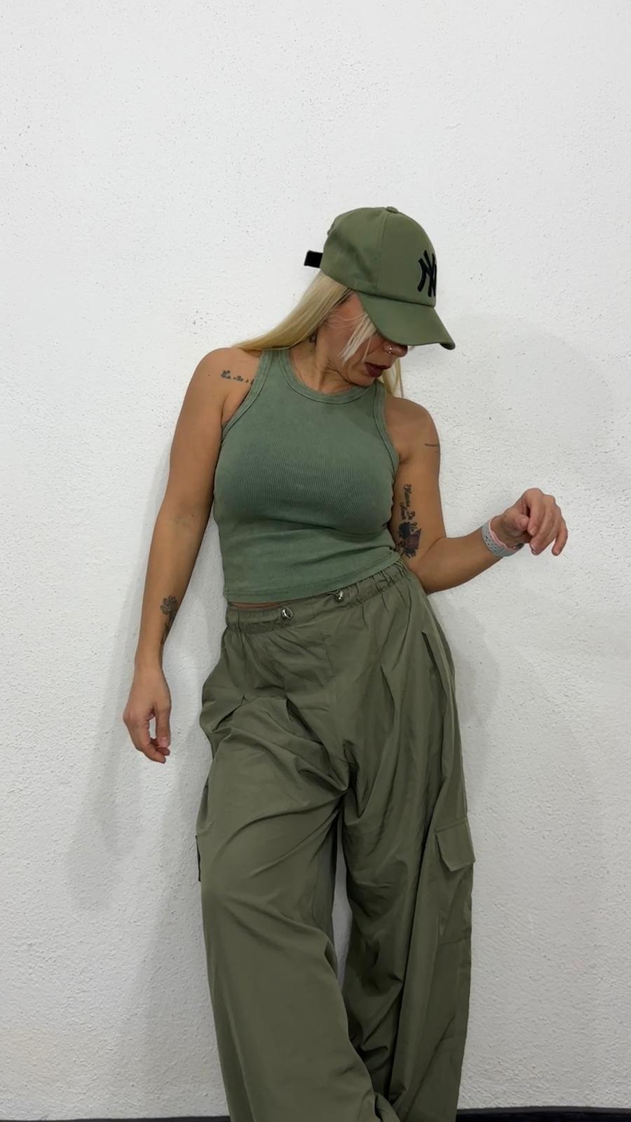 NuNu By Urban Wash Haki Fitilli Crop Atlet