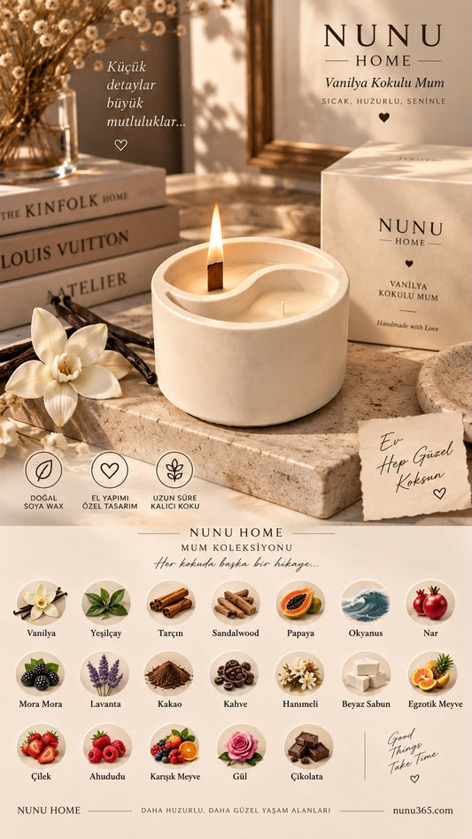 NuNu By Yin Soya Wax Mum & Taş Tozu Dekor Soya Wax