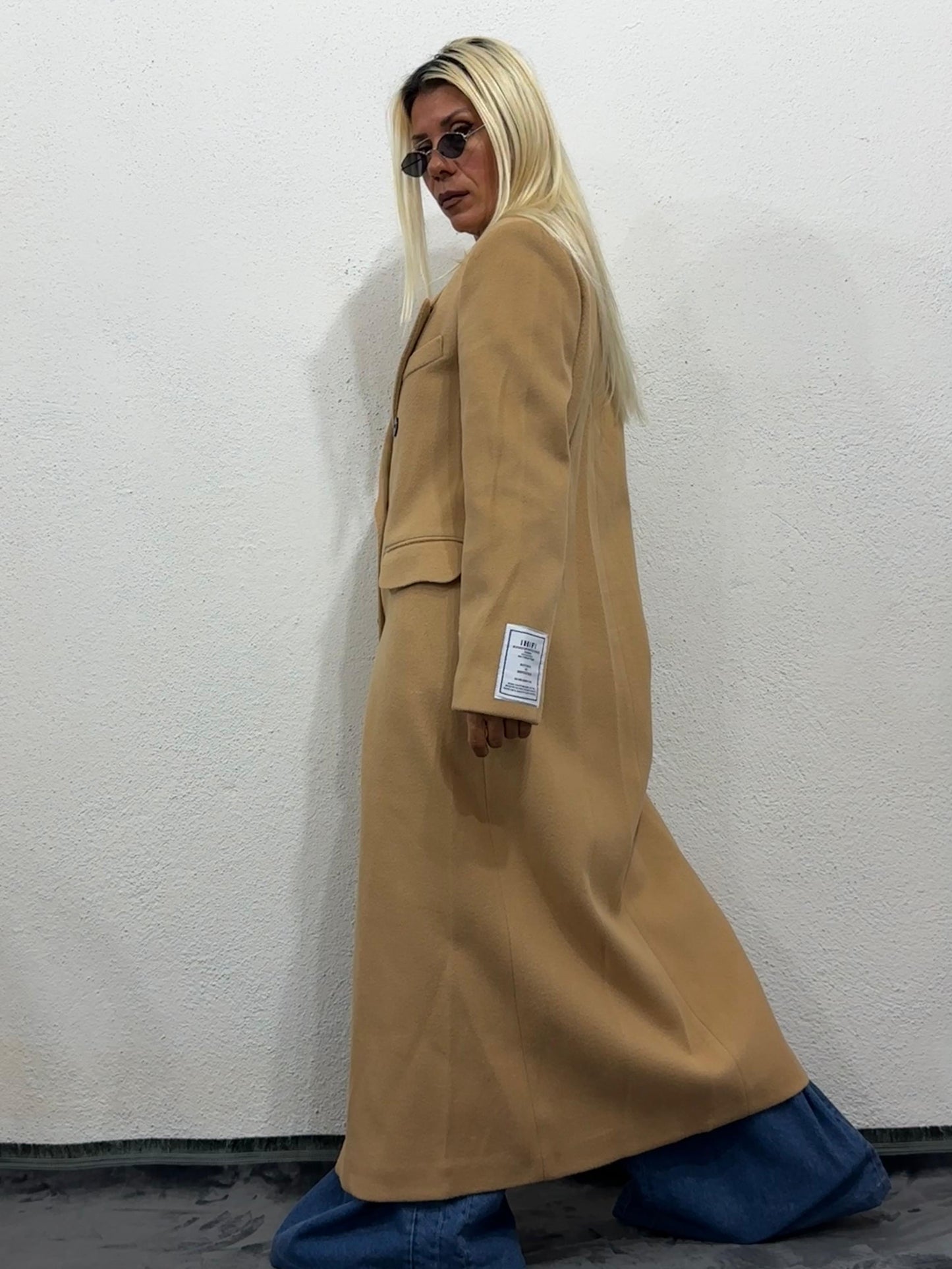 NuNu Camel Özel Dokulu Ultra Premium Kaşe Kaban