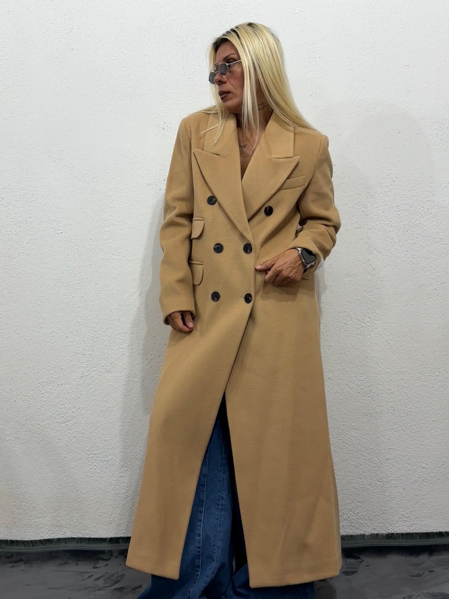 NuNu Camel Özel Dokulu Ultra Premium Kaşe Kaban