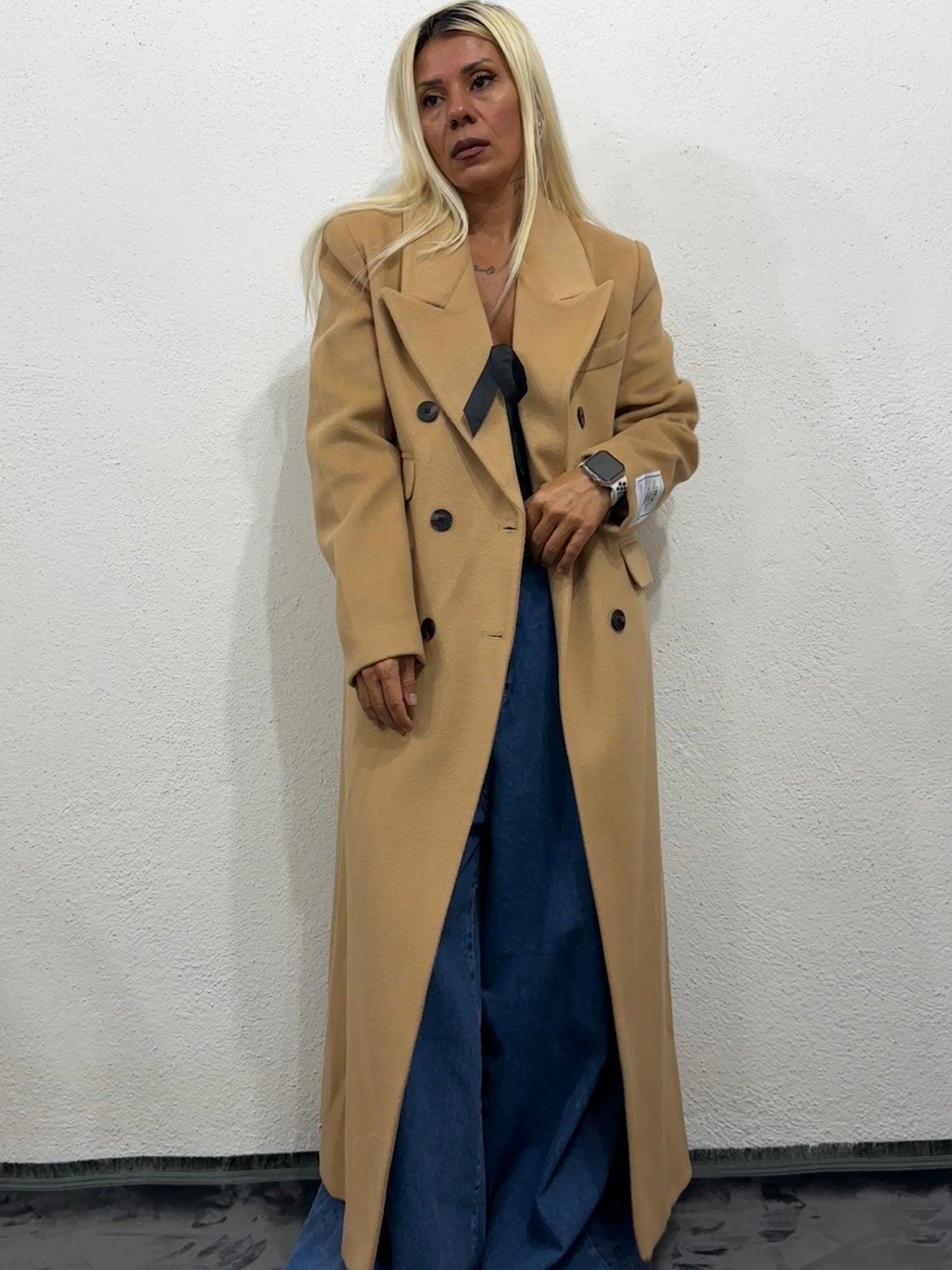 NuNu Camel Özel Dokulu Ultra Premium Kaşe Kaban