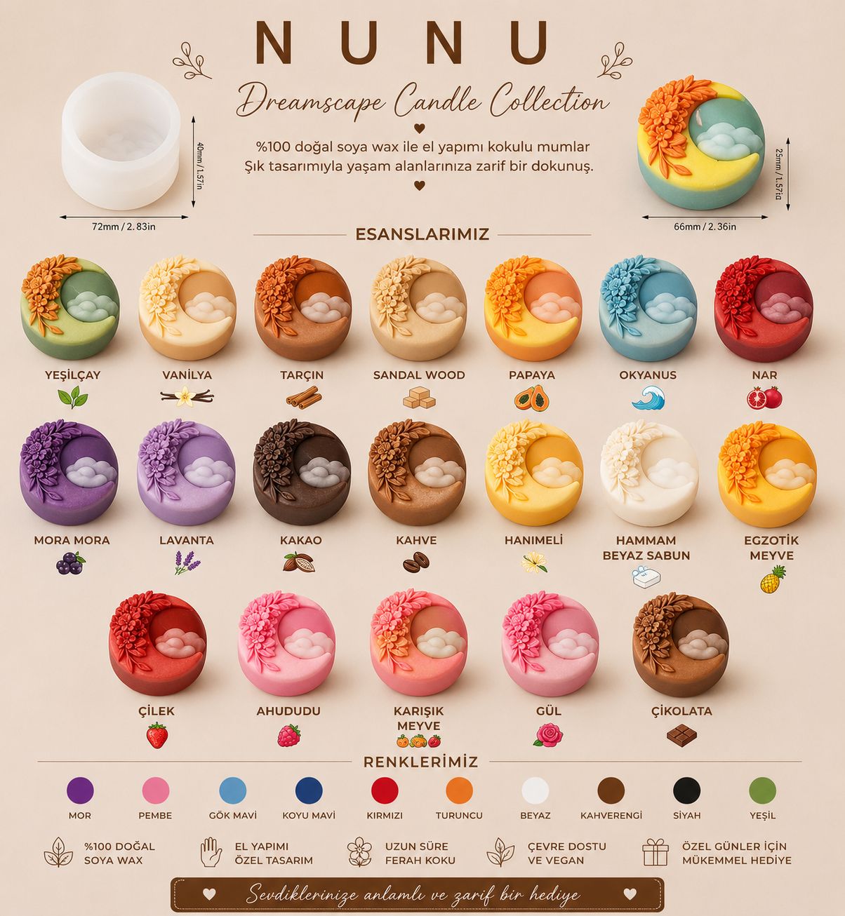 NuNu Dreamscape Candle Collection – El Yapımı Soya Wax Dekoratif Mum Soya Wax
