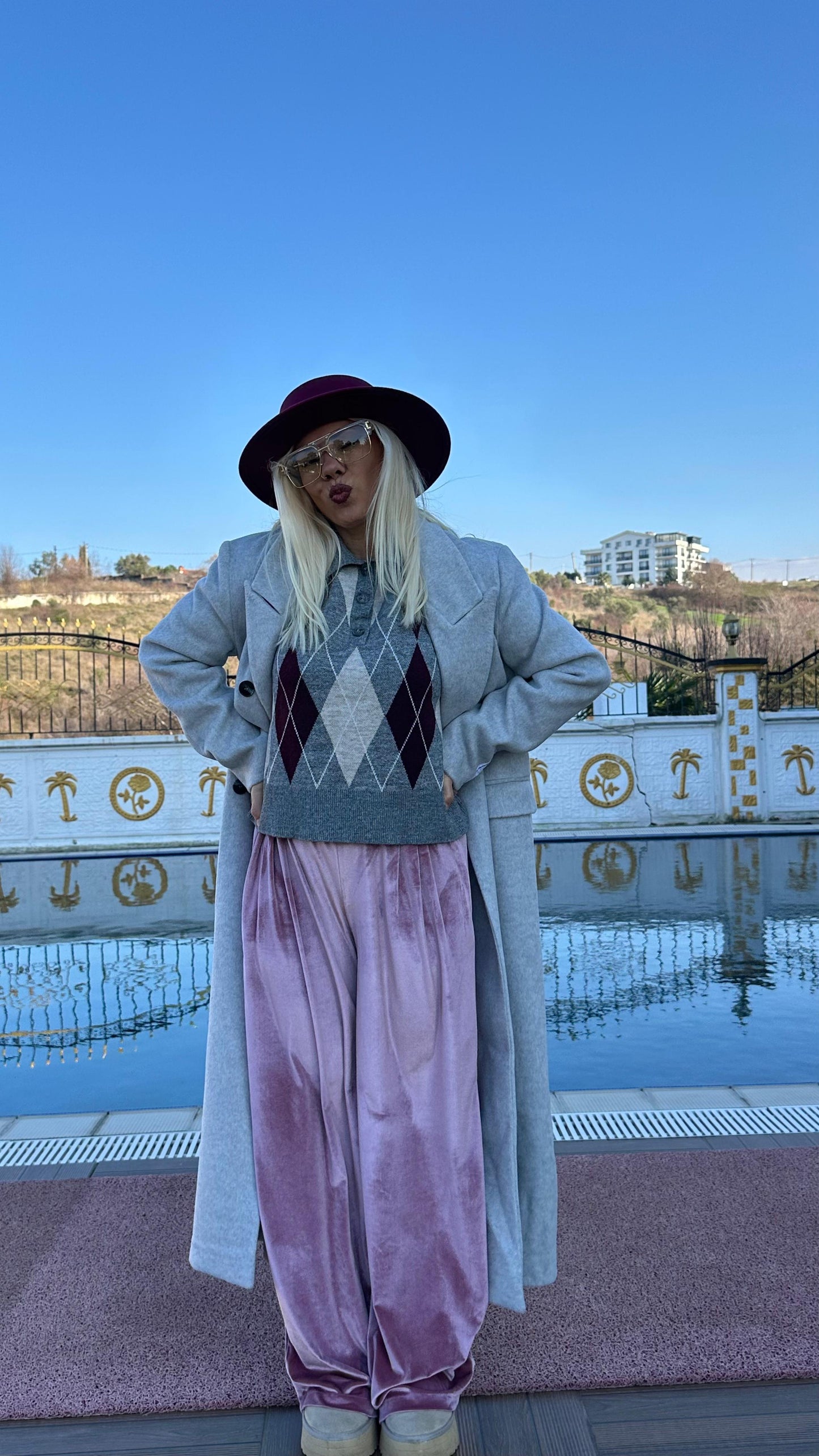 NuNu Plush Pembe Kadife Pantolon