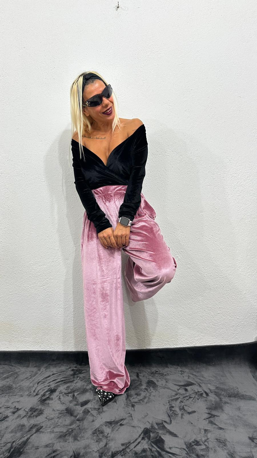 NuNu Plush Pembe Kadife Pantolon