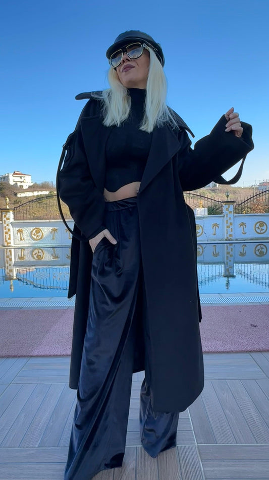 NuNu Plush Siyah Kadife Pantolon