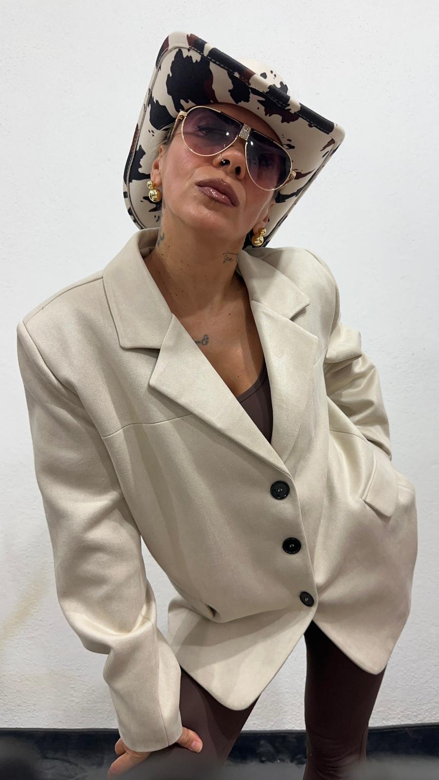 Oversize Bej Süet Ceket