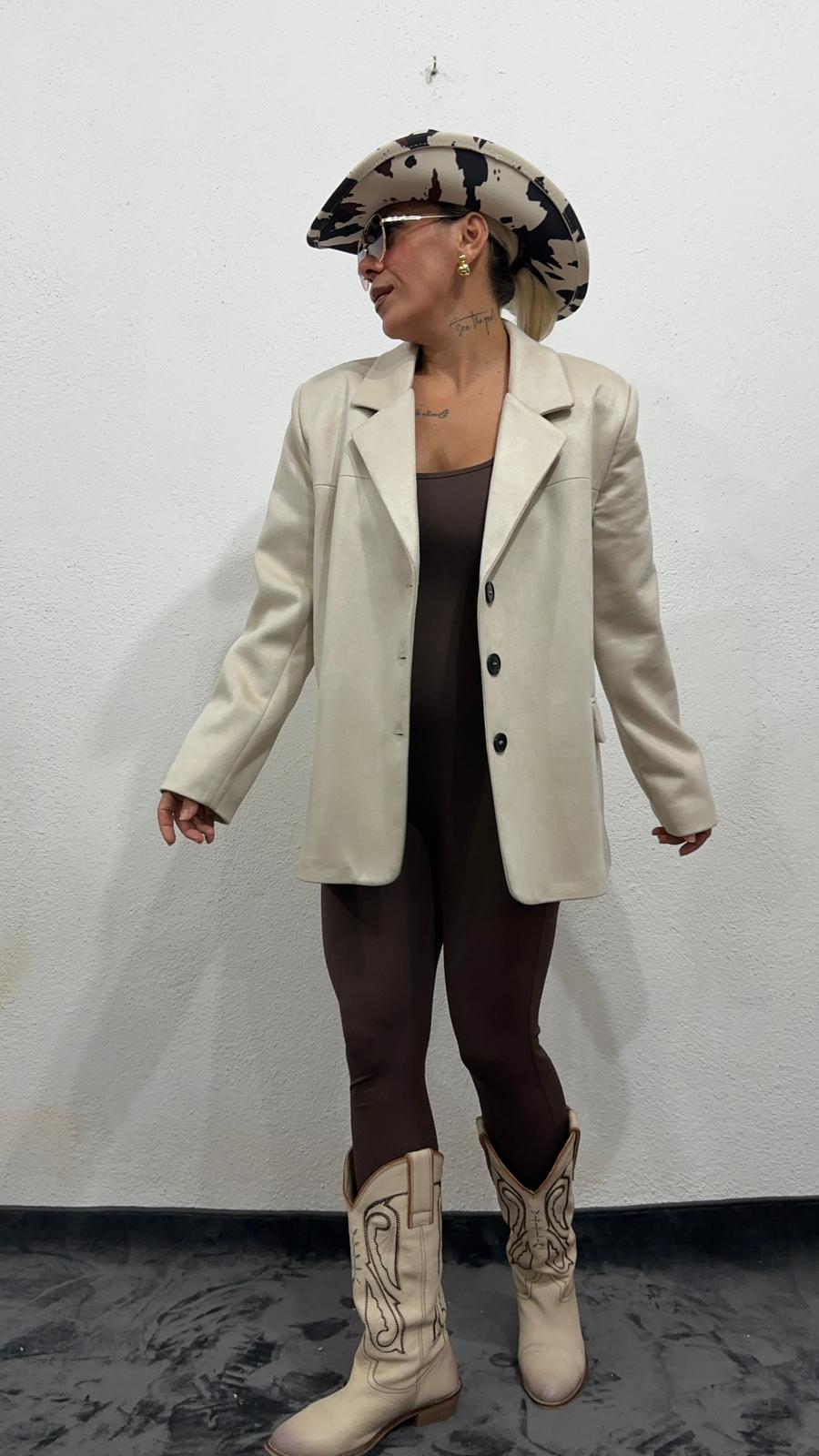 Oversize Bej Süet Ceket