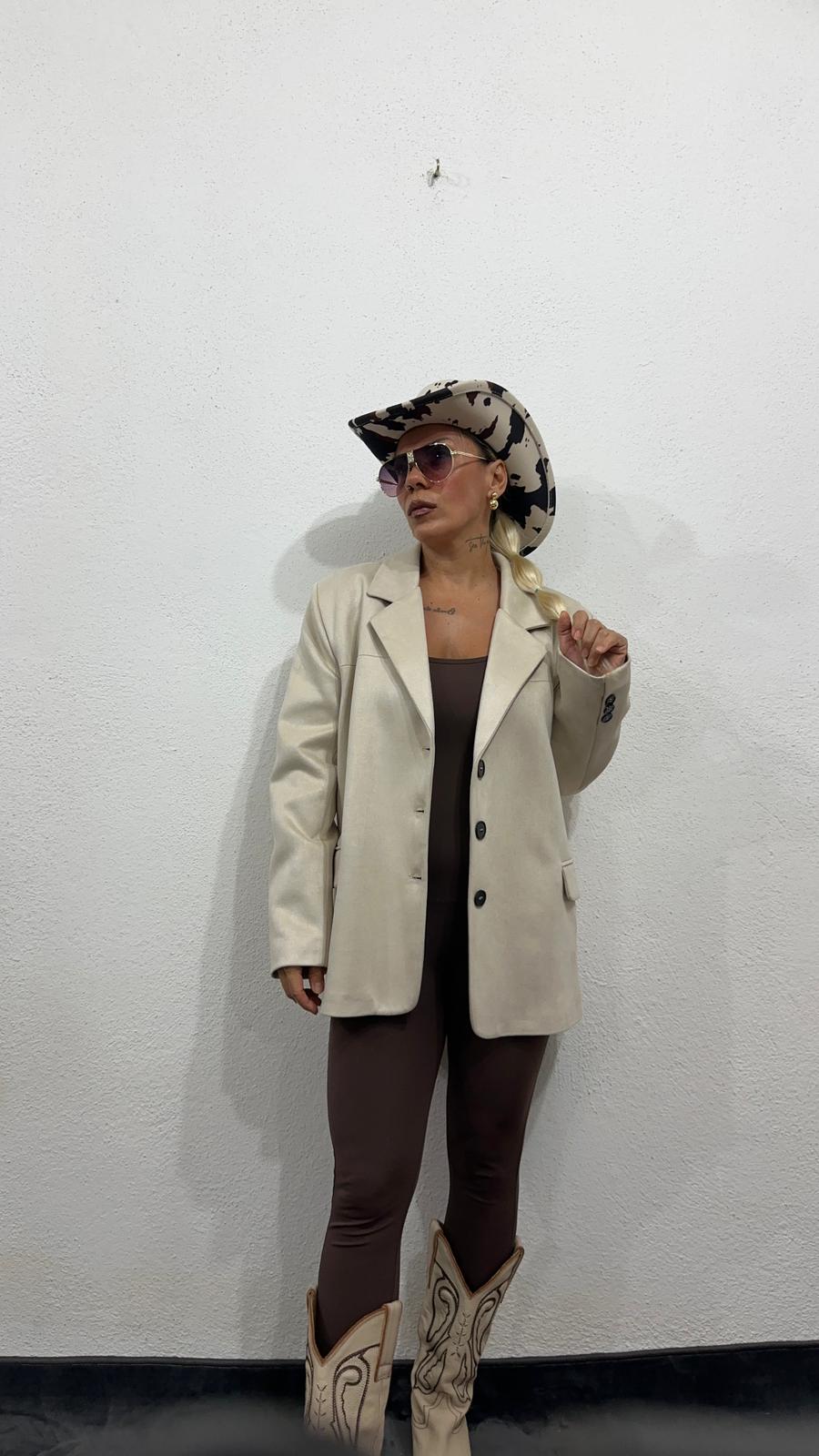 Oversize Bej Süet Ceket