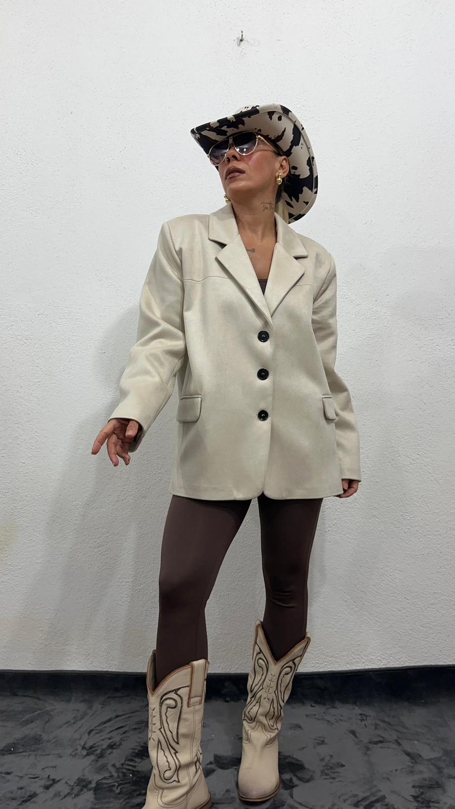 Oversize Bej Süet Ceket