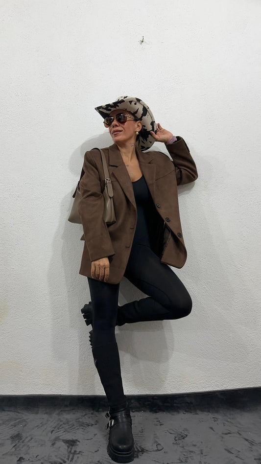 Oversize Kahverengi Süet Ceket