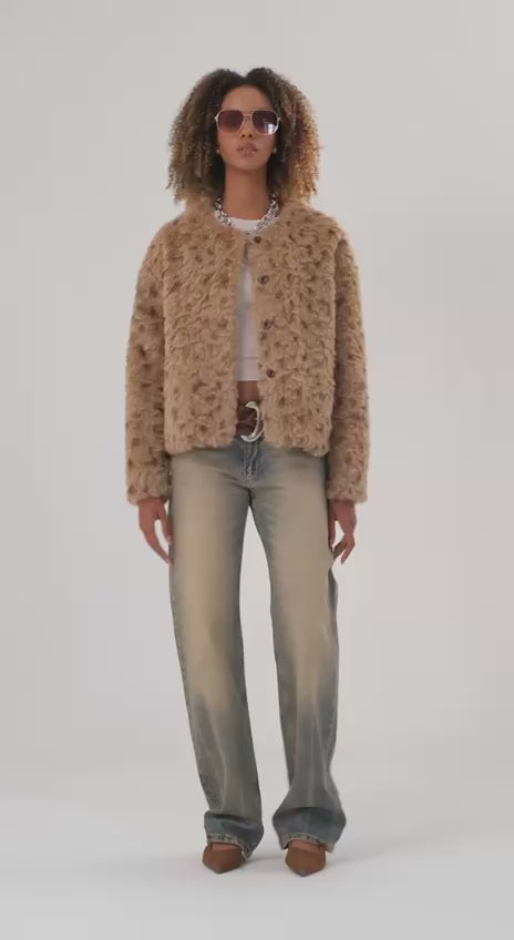 NuNu By TW Leopar Peluş Kısa Ceket