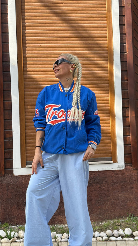 Unisex Oversize Mavi Kolej Ceket