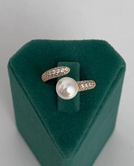 Xuping Ayarlanabilir Çapraz Taşlı İnci Yüzük