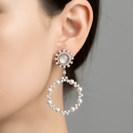 Xuping İnci Taşlı Abiye Küpe Gold