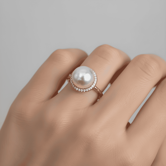 Xuping Numaralı Rose Tek Büyük İnci Etrafı Taş Yüzük