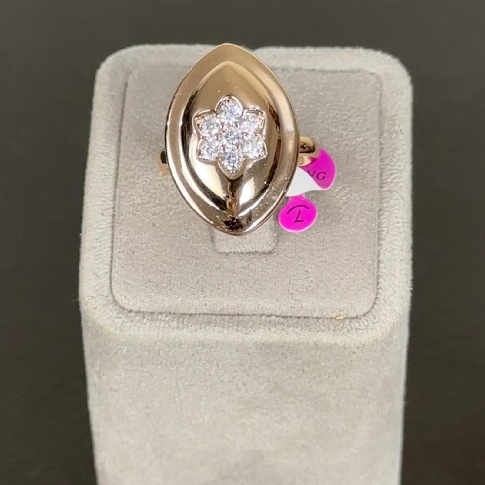 Xuping Rose Gold Badem Çiçek Taşlı Numaralı Yüzük