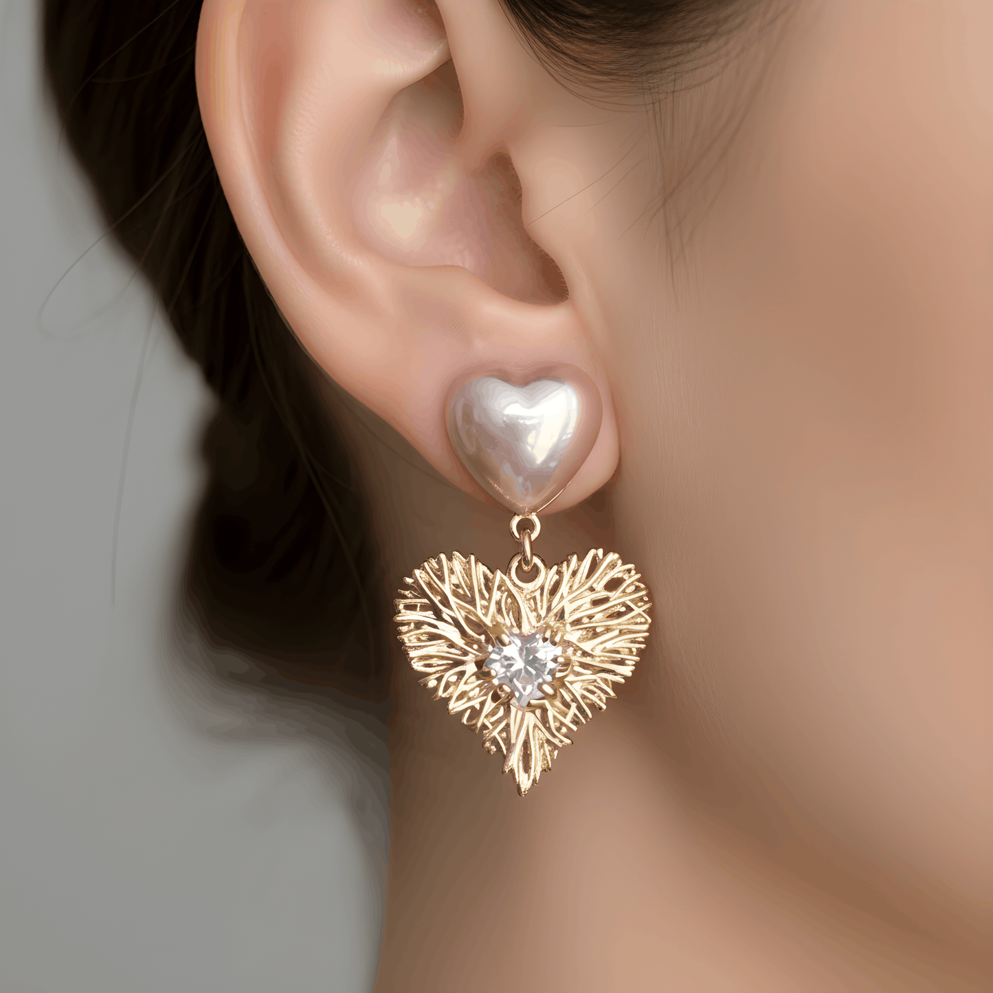 Xuping Rose Kalp İnci Küpe Rose Gold