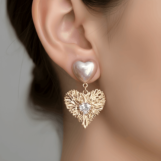 Xuping Rose Kalp İnci Küpe Rose Gold