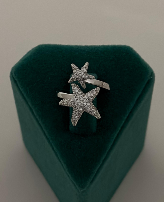 Xuping Silver Ayarlanabilir İki Deniz Yıldızı Taşlı Yüzük